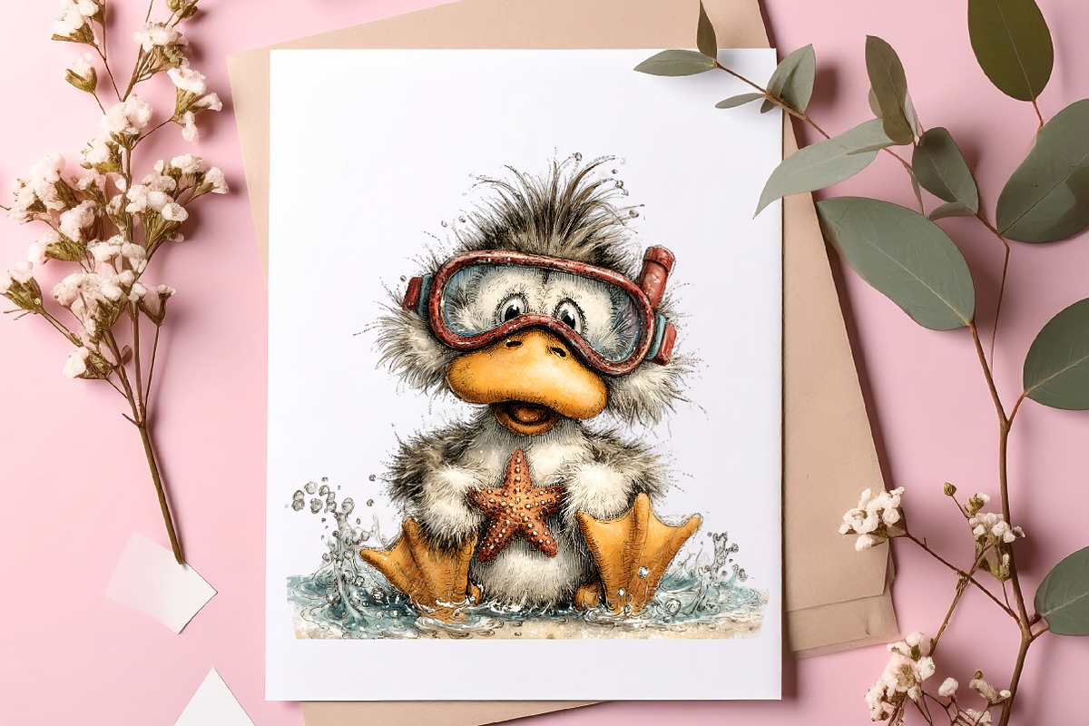Whimsical summer duck clipart, an Illustration by SinaCreation (Photo 4 of 7)