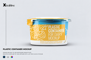Plastic Container for Dairy Mockup, a Packaging Mockup by Xtrahive