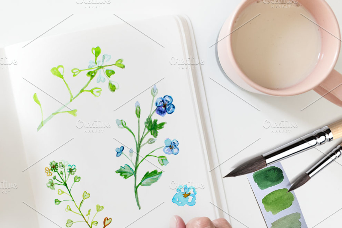 Daisies Bouquet Clipart Watercolor, a Decorative Illustration by Download Graphic Art (Photo 3 of 8)