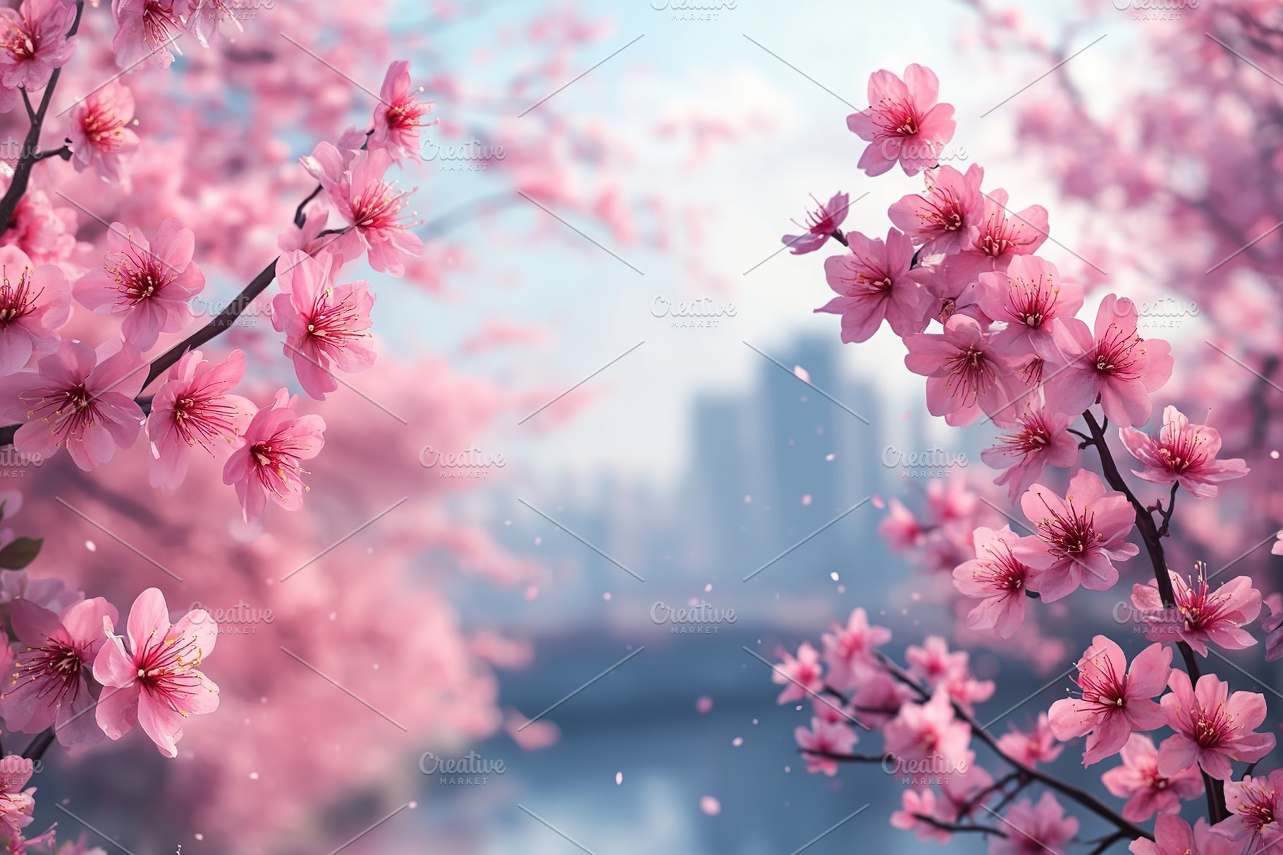 Beautiful cherry tree branch with blossom flowers for spring season, a Nature Photo by AlyaAnd