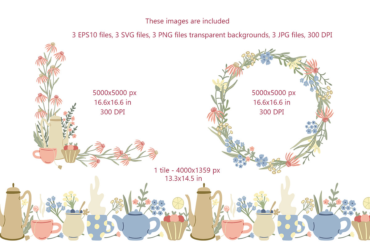 Herbal tea clipart and patterns, a Pattern Graphic by Anna Druzhkova (Photo 4 of 15)