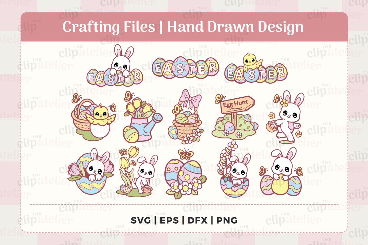 Happy Easter SVG Clipart Bundle, a Seasonal Illustration by TheClipAtelier (Photo 1 of 3)