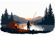 A silhouette of a man fishing, an Illustration by Amazin_art (Thumbnail 4 of 7)
