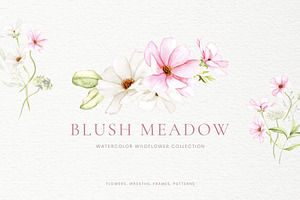 Blush Meadow Watercolor Wildflowers