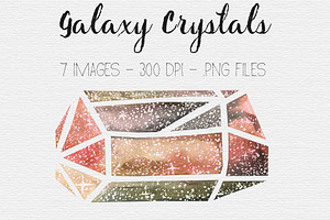 Watercolor Galaxy Crystal Clipart, an Illustration by TigerlilyDesignCo