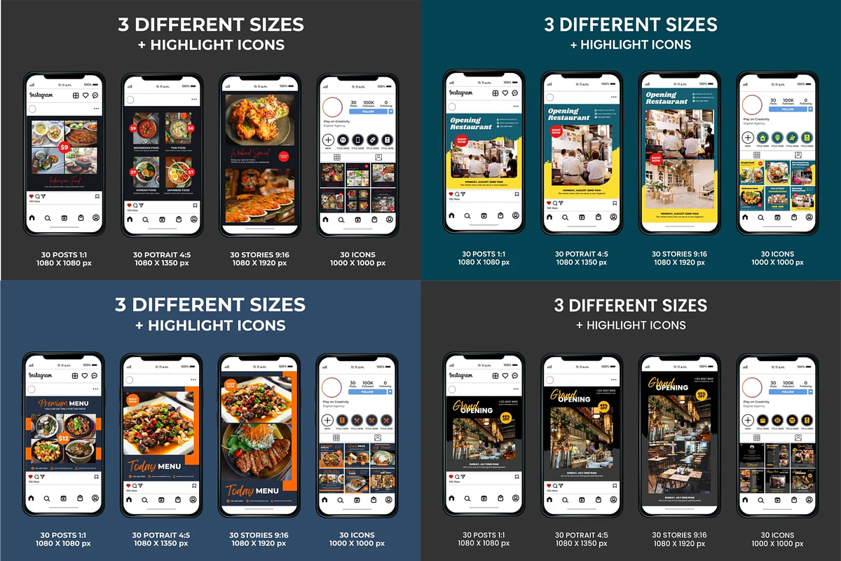 Design Bundle Restaurant Template, a Social Media Template by IXIVENCI STUDIO (Photo 4 of 13)