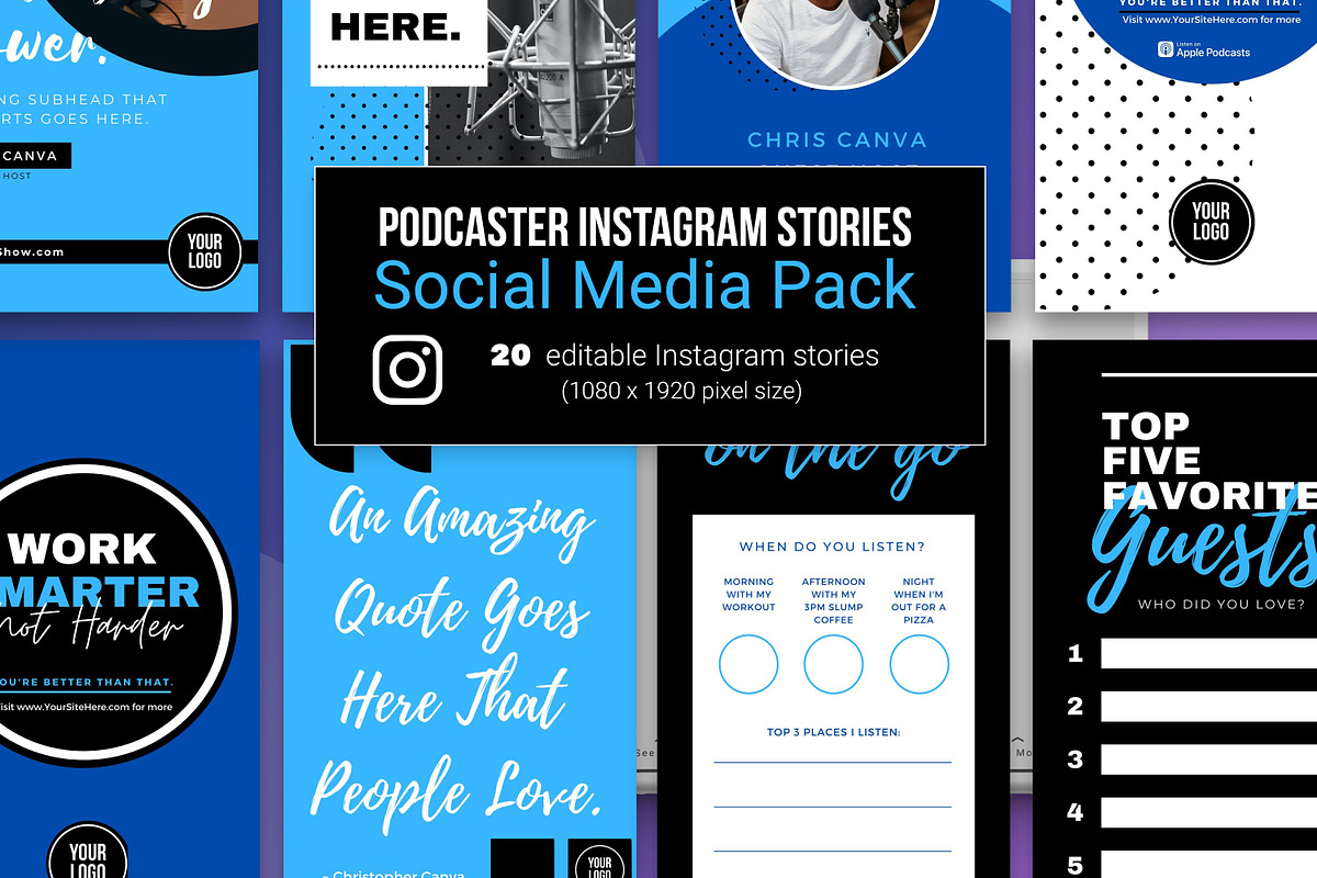 Podcast Instagram Stories Templates, a Social Media Template by Mike Brennan Art & Design (Photo 1 of 4)