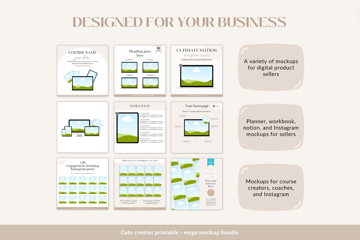 Digital product mockup bundle Canva, a Templates & Theme by Cate Creates (Photo 3 of 7)