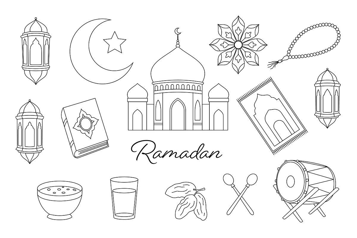 Ramadan Kareem Line Art Icons, an Outline Icon by Saba Vector (Photo 1 of 3)