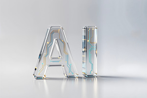 Transparent Glass AI Letters, a Photo by rarrarorro