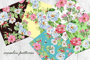 Wild Rose, Seamless Patterns