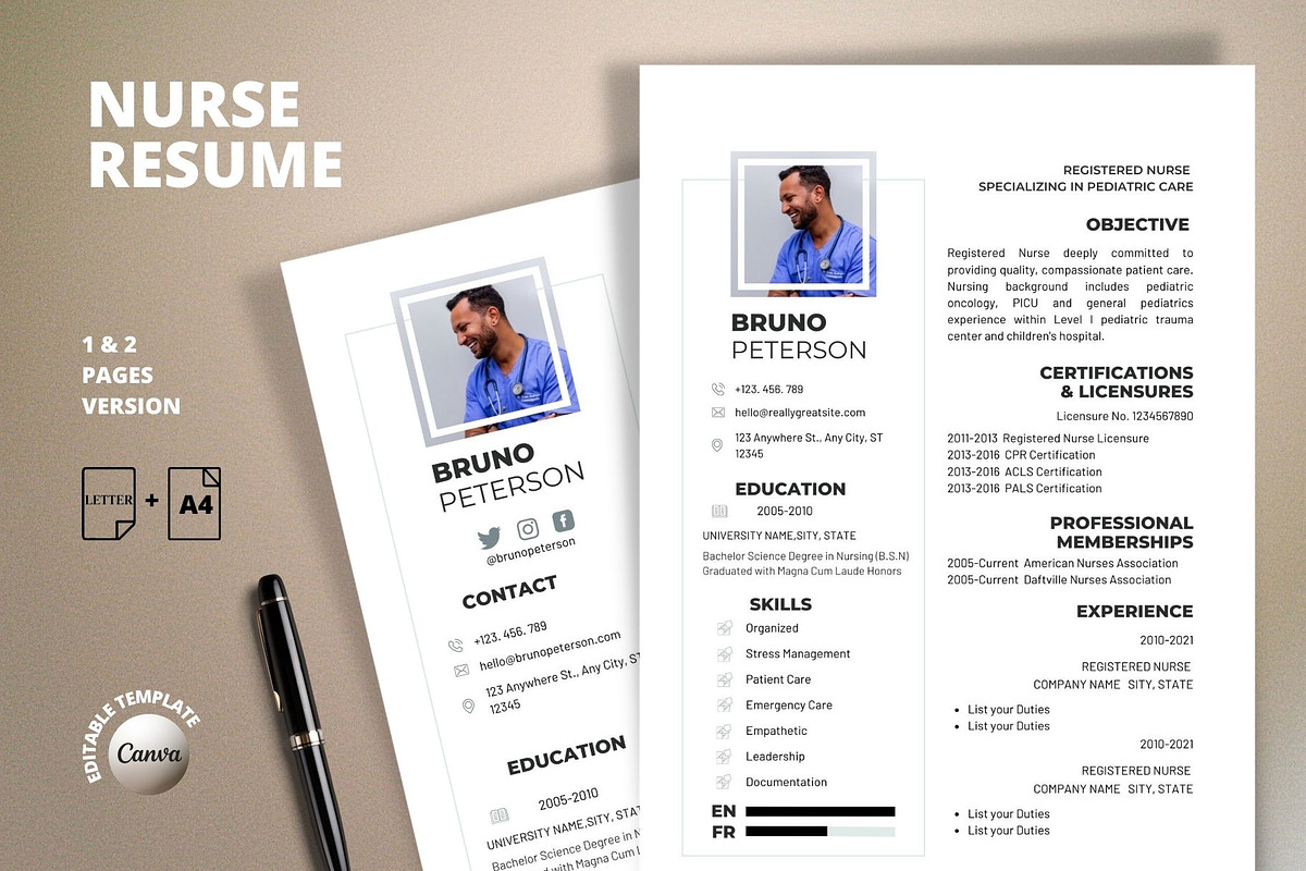 Nurse Resume Template, Modern CV, a Resume Template by MediaKitTemplates (Photo 2 of 11)