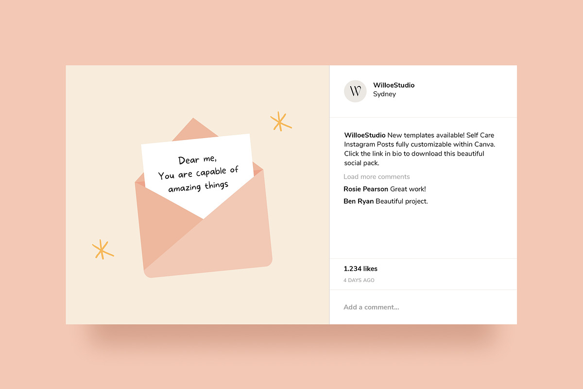 Self-Care Instagram Template - Canva, a Social Media Template by Willoe Studio (Photo 2 of 11)