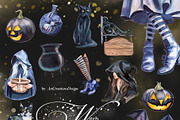 Hand-Painted Wicked Witch Clipart, a Seasonal Illustration by ArtCreationsDesign (Thumbnail 5 of 13)