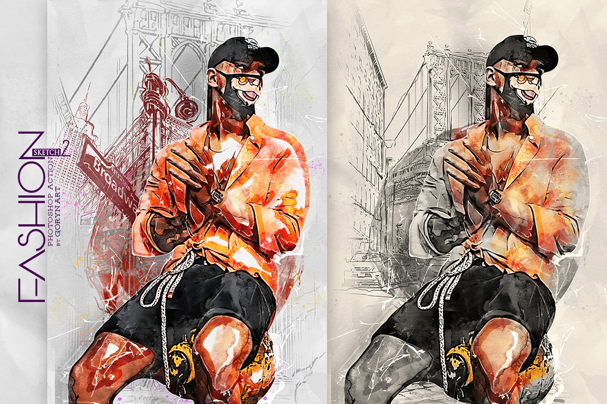 Fashion Sketch 2 Photoshop Action, an Action Add-On by GorynArt (Photo 7 of 11)