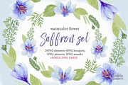 Saffron set. Watercolor., an Illustration by BrushArtDesigns (Thumbnail 1 of 7)