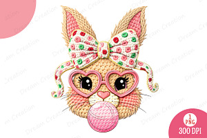 Yarn Crochet Easter Bunny, Coquette, an Illustration by Dream Creation