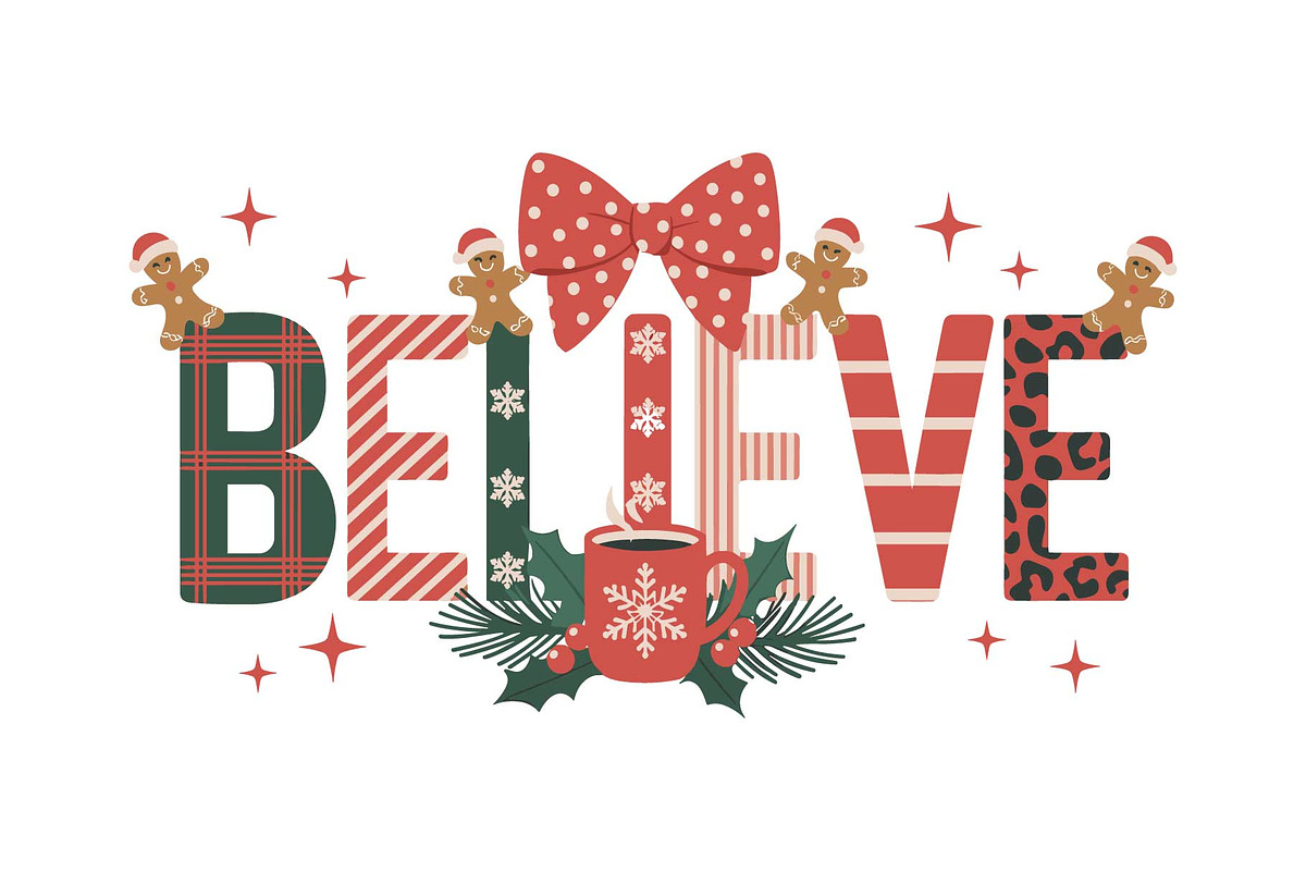 BELIEVE Holiday Quote Art SVG, an Object Graphic by yasushie (Photo 10 of 16)
