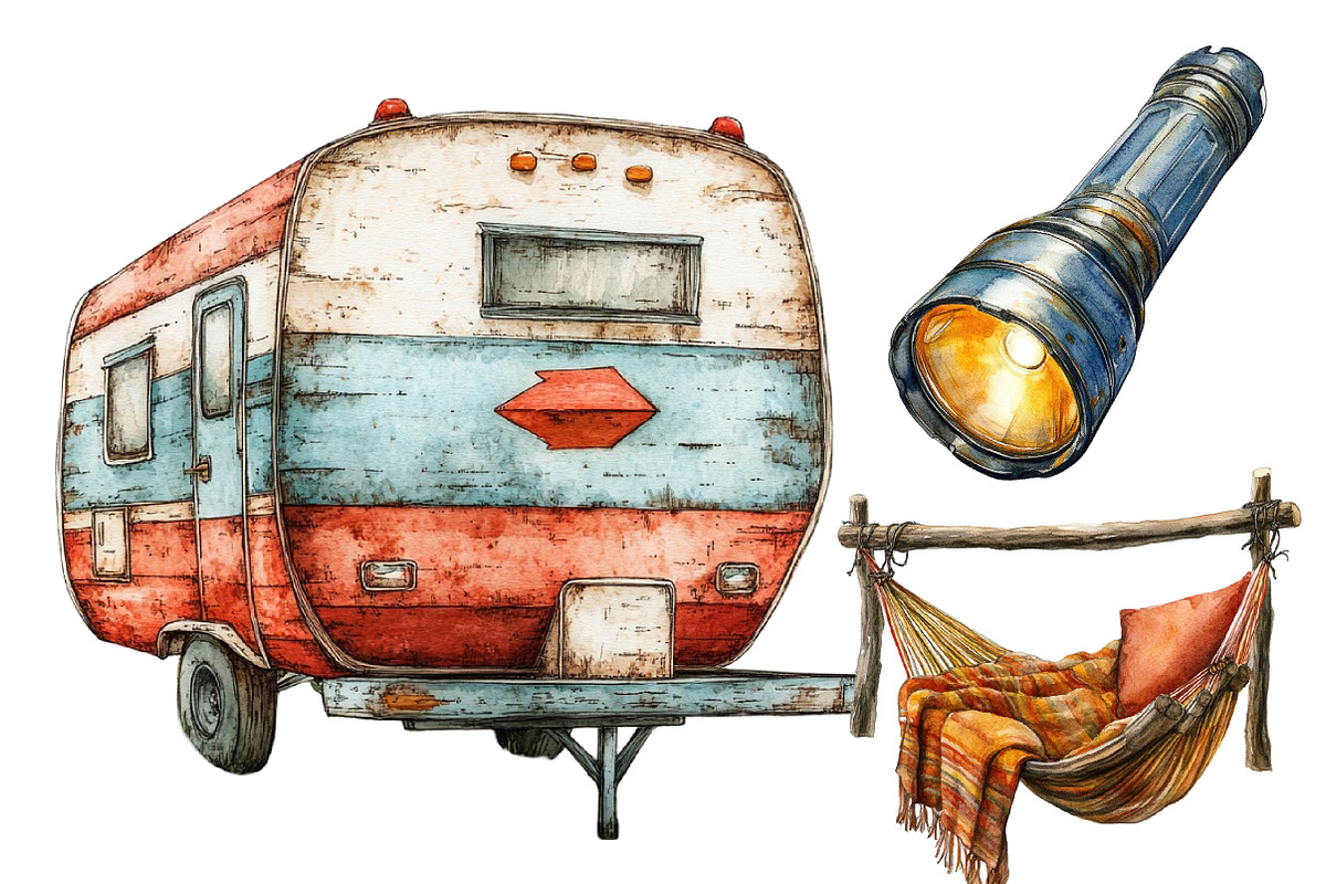 Vintage Camping Sublimation Clipart, an Illustration by Designworld (Photo 3 of 6)