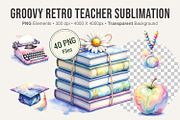 Groovy Retro Teacher Sublimation, an Illustration by Artnoy (Thumbnail 1 of 8)