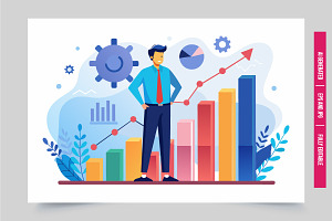 Man with bar chart success, an Illustration by Tanuart