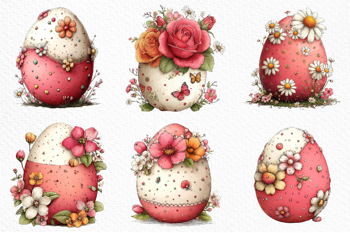 Whimsical Easter Eggs & Flower Png, an Illustration by Craft Nest (Photo 5 of 11)
