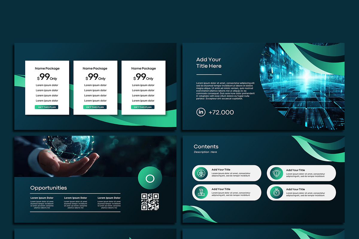 Futuristic Green Powerpoint Template, a Presentation Template by SKY CREATION (Photo 4 of 6)