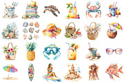 Watercolor Sun Kissed Summer Beach, a Decorative Illustration by designcity5 (Thumbnail 1 of 3)