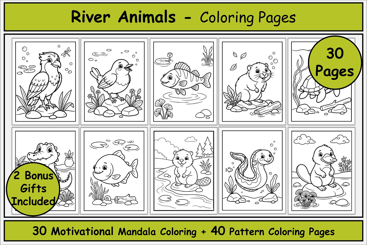 River Animals Coloring Pages, an Animal Illustration by Lamia Emad (Photo 1 of 5)