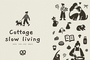 Cottage Living Illustration Icon Set