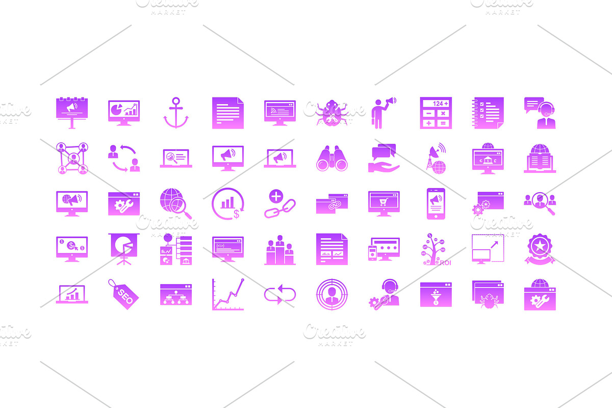 50 SEO Glyph Gradient Icons Set, a Solid Icon by shahsoft (Photo 5 of 5)