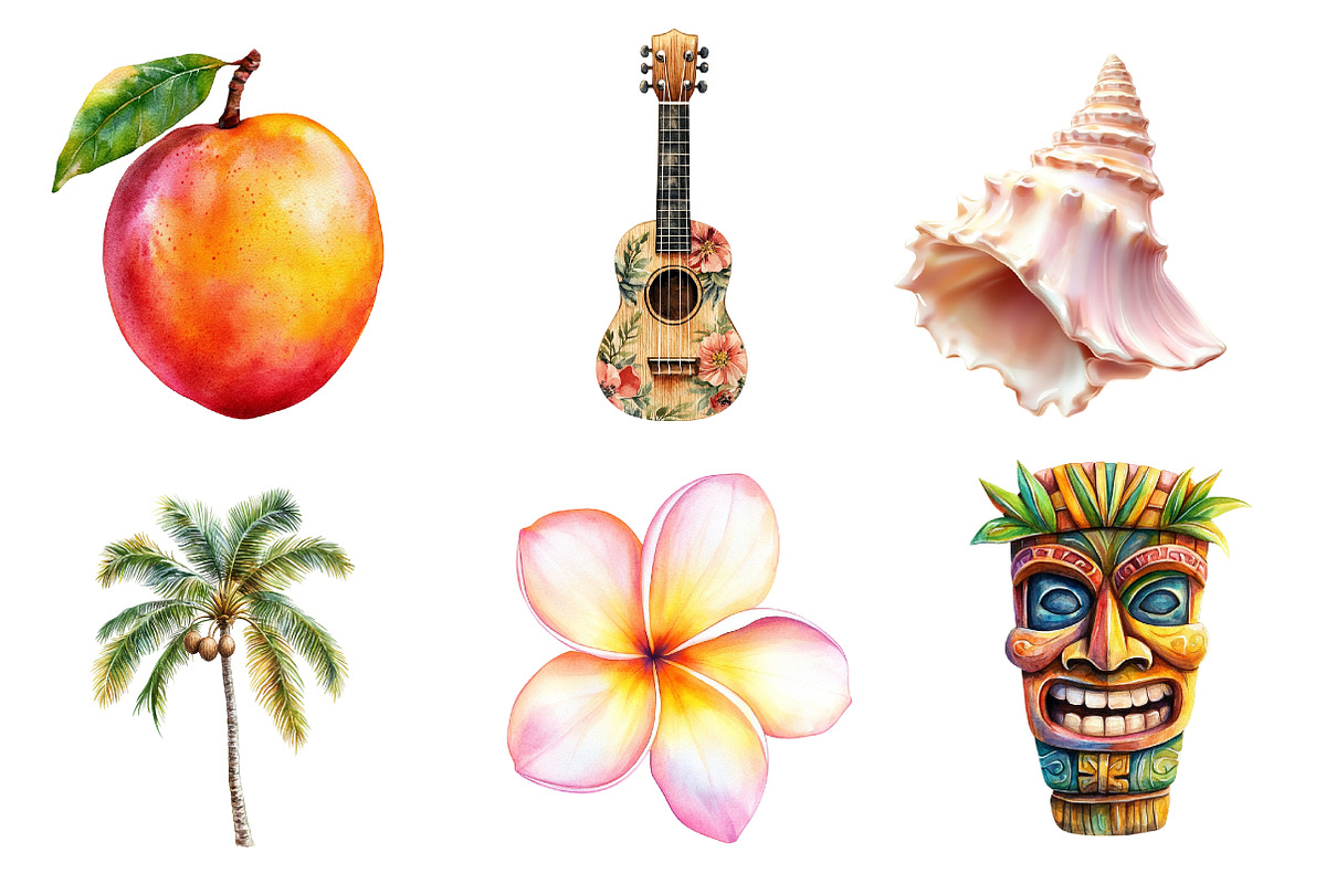 Watercolor Hawaii Clipart, an Illustration by CreationArt (Photo 3 of 5)