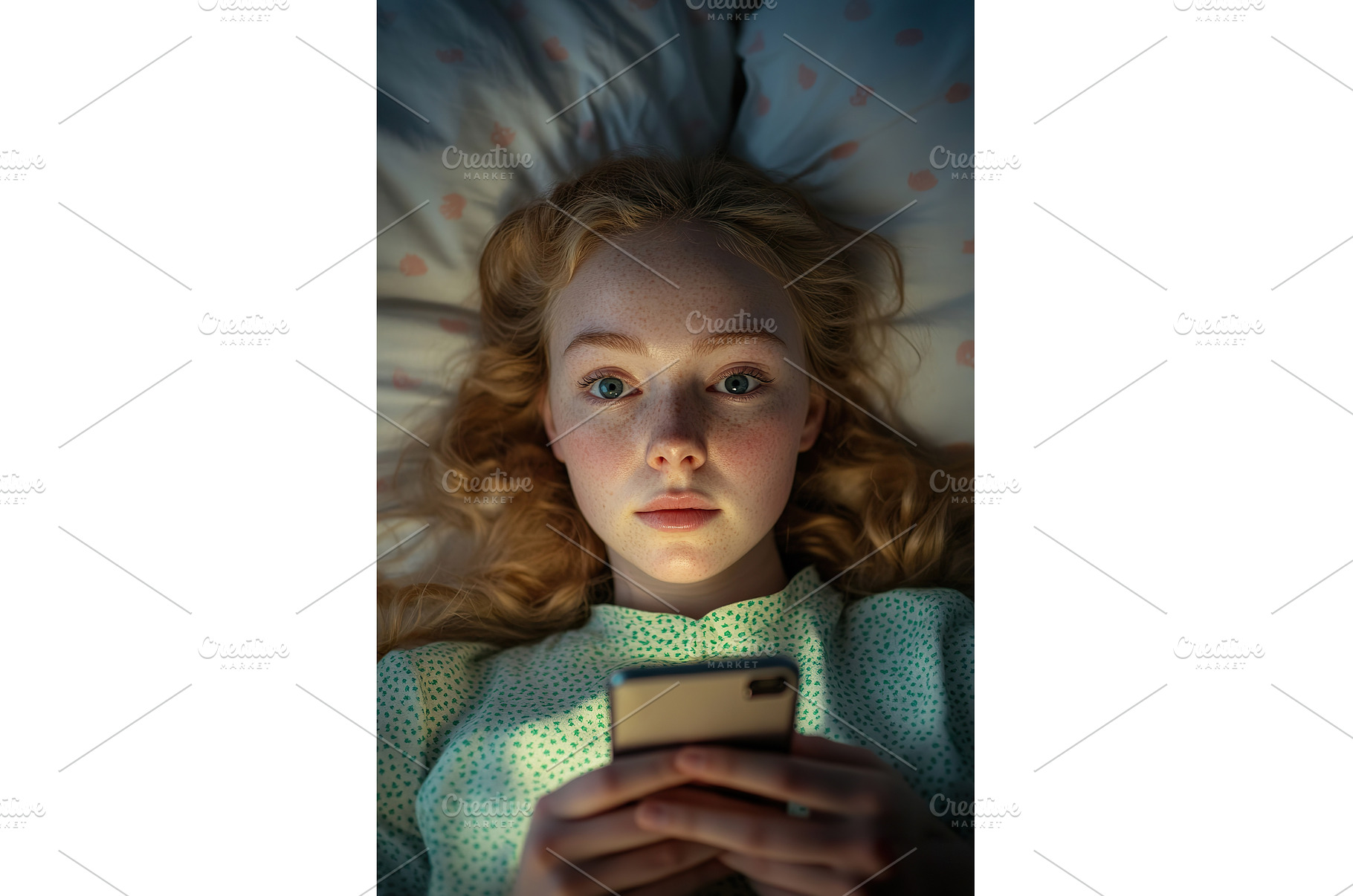 Girl Lying in Bed at Night, Staring, a Technology Photo by Lermont51