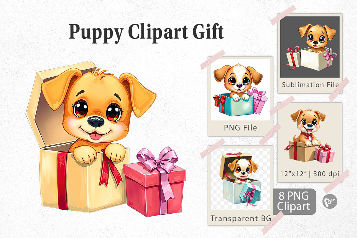 Puppy Clipart Gift, a Graphic by Artnoy (Photo 1 of 5)