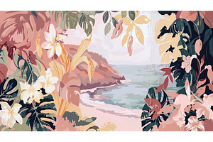 Tropical Hawaiian Seaside Wall Mural