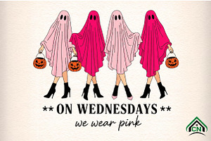 On Wednesdays We Wear Pink Ghost PNG, an Illustration by Craft Nest
