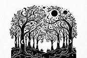 50 Mystical Galaxy Forest Silhouette, a Technology Illustration by Amazin_art (Thumbnail 10 of 33)