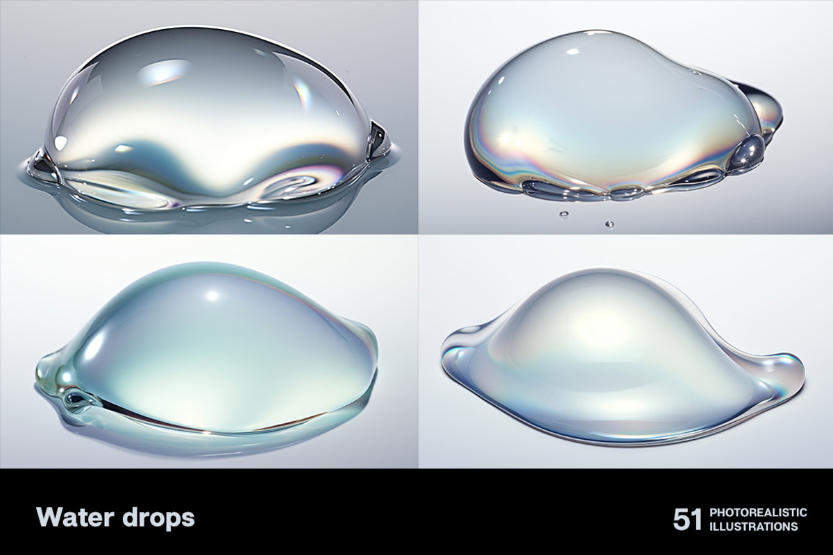 Water drops. 51 images, an Object Illustration by Handmadefont (Photo 6 of 12)