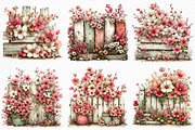 Spring Fence & Flower Clipart Png, an Illustration by Craft Nest (Thumbnail 4 of 11)
