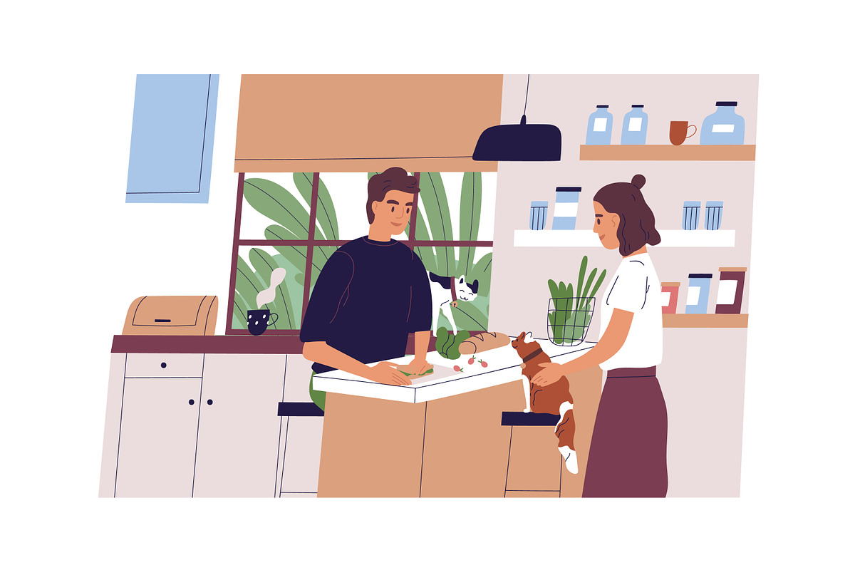 Couple cooking at kitchen together, a Person Illustration by Good Studio (Photo 2 of 3)