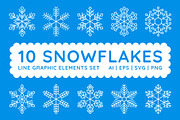 10 Snowflakes Line Graphic Elements, an Object Graphic by romanlypovyi (Thumbnail 1 of 5)