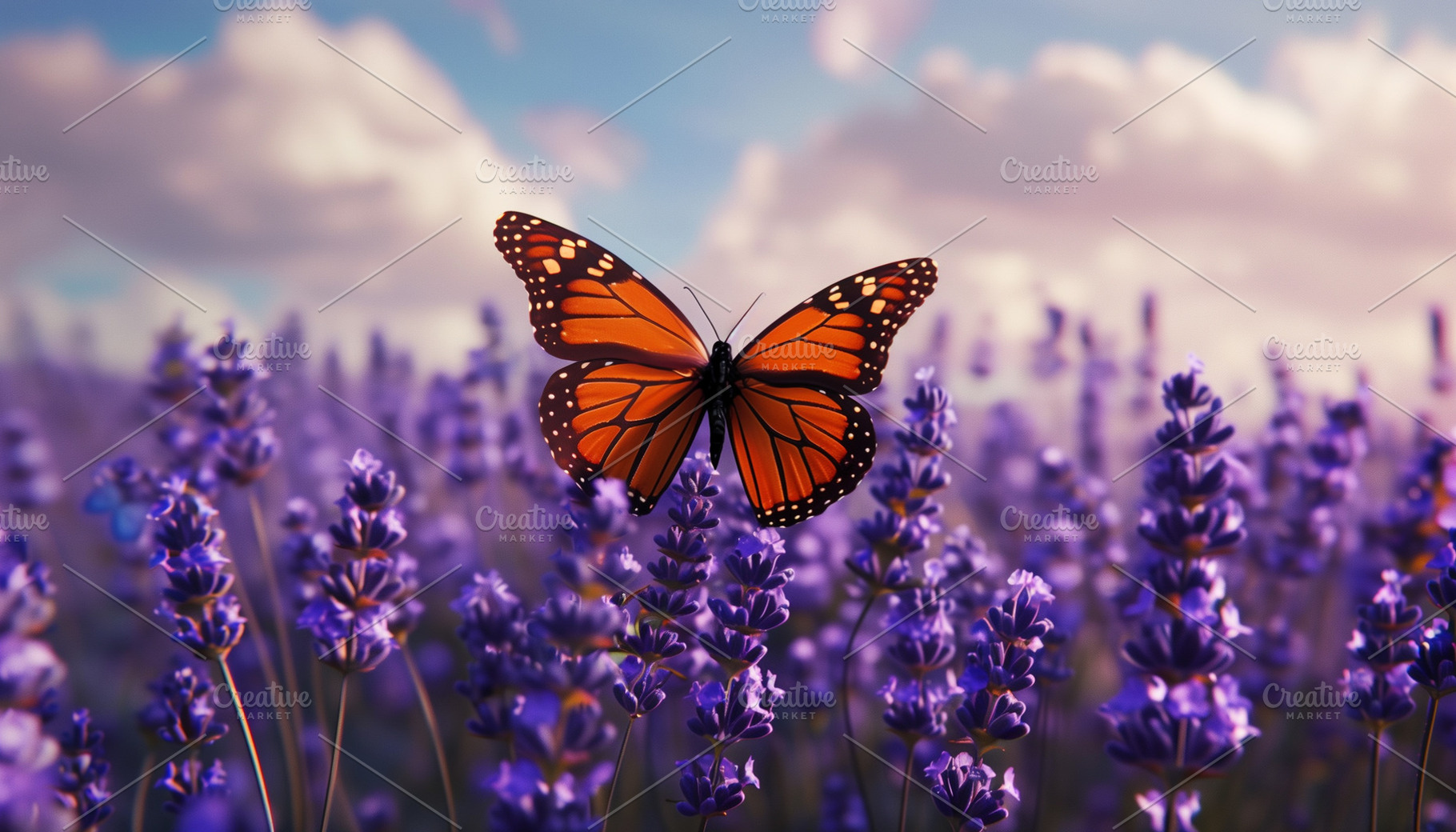 Butterfly on lavender background, an Animal Photo by MistyDay