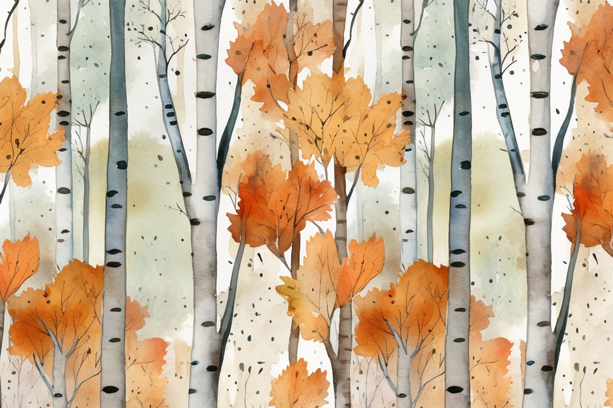 Watercolor Autumn Birch Trees Forest, an Object Graphic by Printable Treasure (Photo 7 of 9)