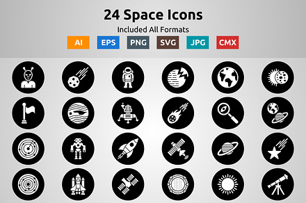 Glyph Circle Inverted Space Icons