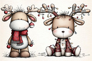 Whimsical Christmas Reindeer Clipart, an Illustration by Dream Creation (Thumbnail 5 of 7)