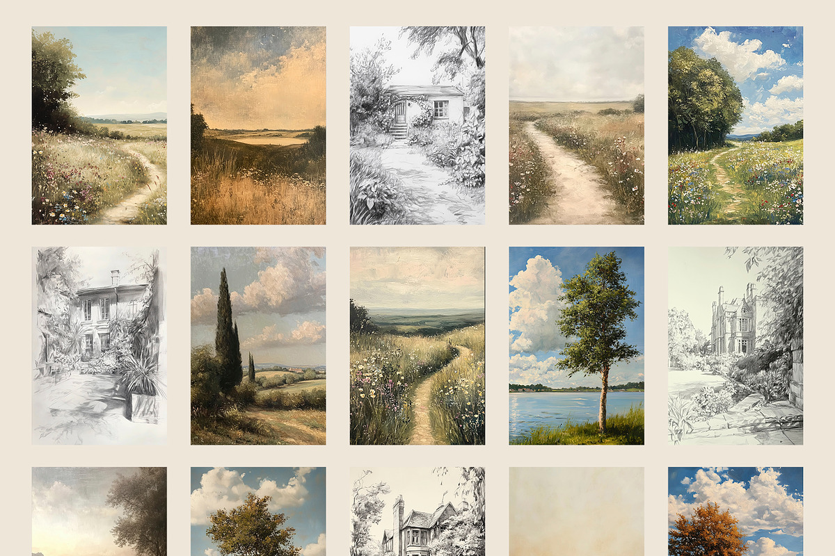 Vintage Landscapes Prints Bundle, a Background Graphic by Artemsky (Photo 9 of 10)