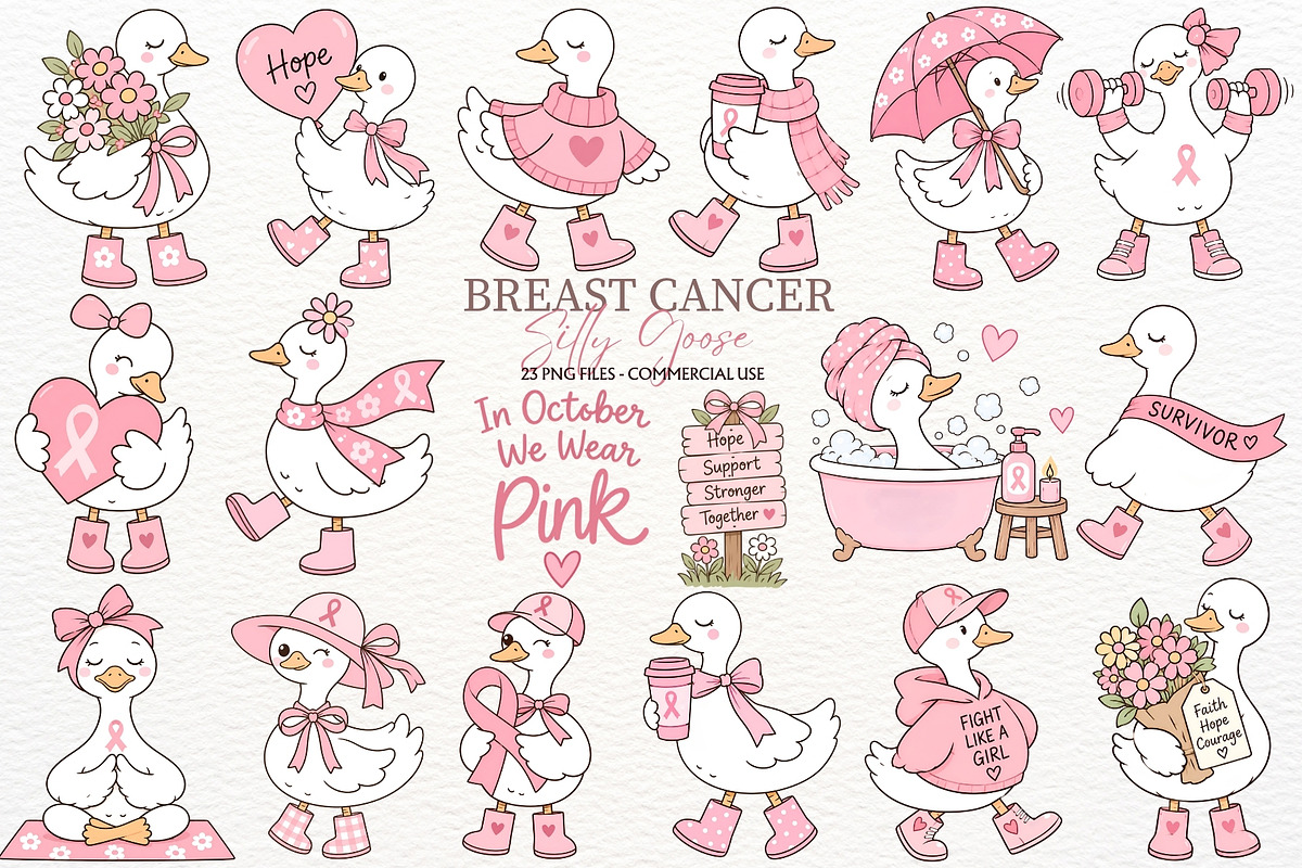 Breast Cancer Awareness Silly Goose, a Healthcare Illustration by SugarCloudStudioArt (Photo 1 of 4)