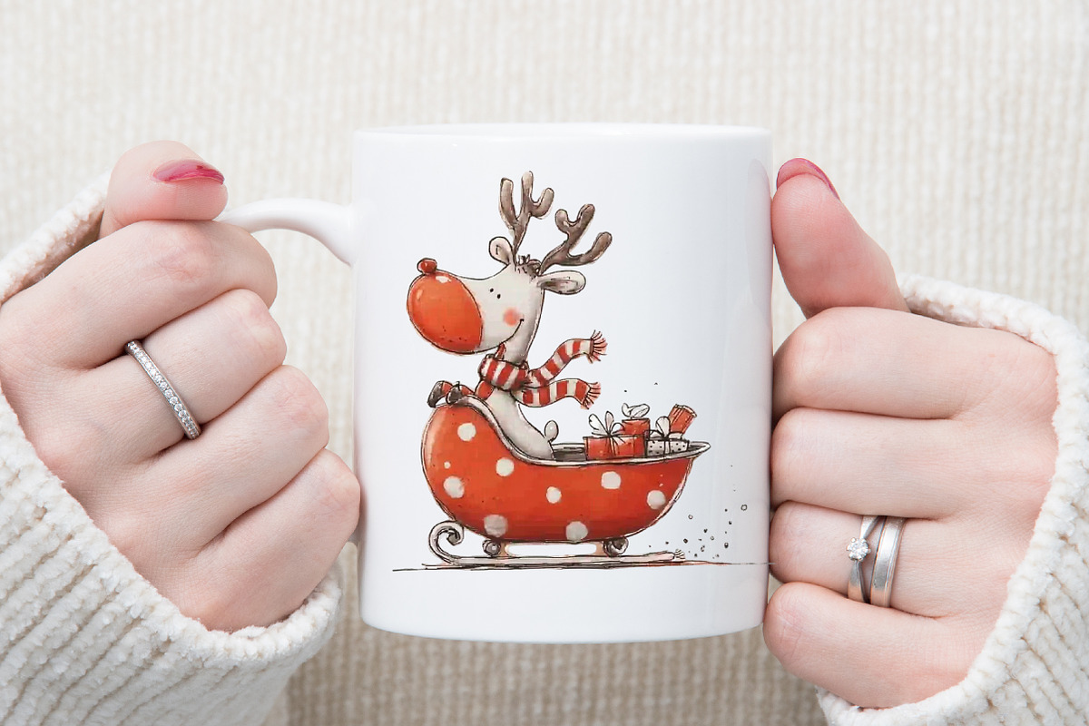 Quirky Funny Christmas Reindeer Clip, an Illustration by Sublimation Artist (Photo 5 of 6)