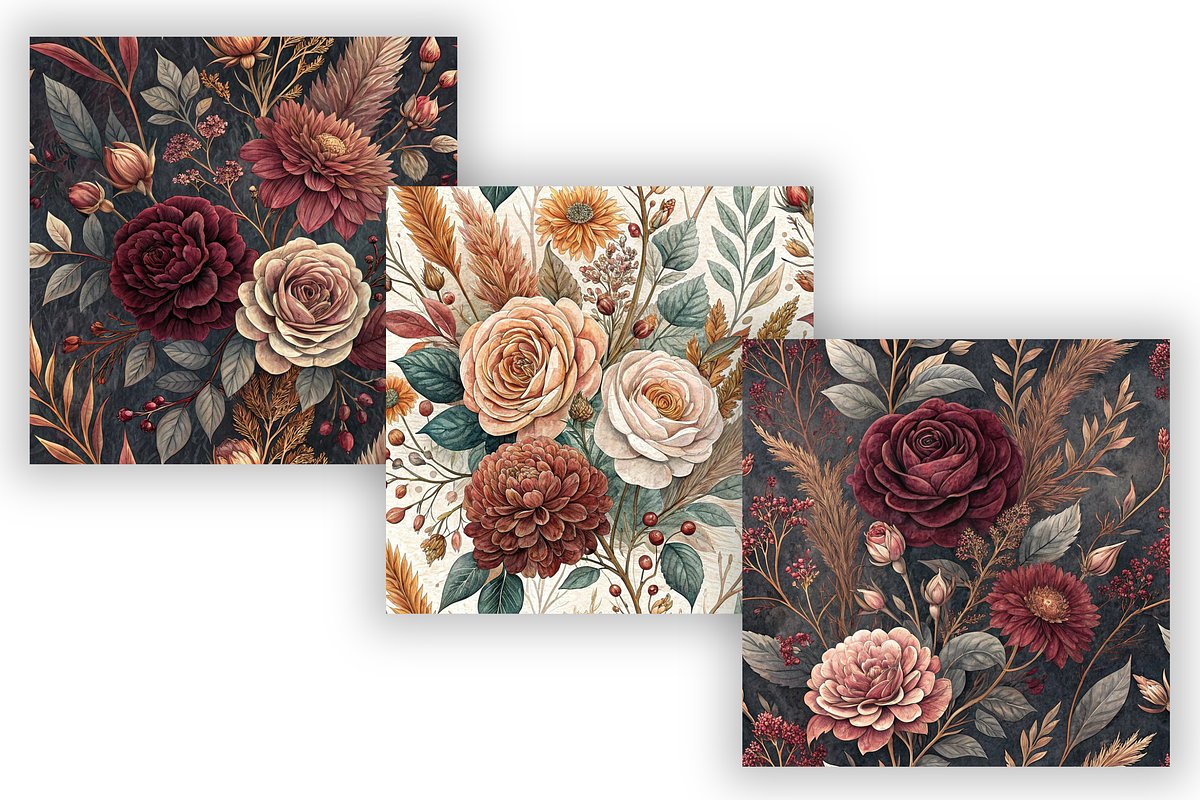 Autumn Wedding Floral Digital Paper, a Pattern Graphic by FloridPrintables (Photo 5 of 9)