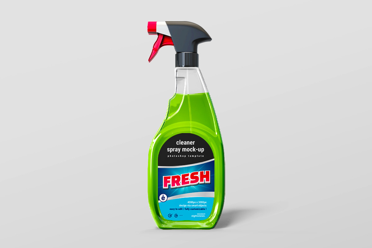 Cleaner Spray Mock-up Template, a Cups & Container Mockup by Designer Dude